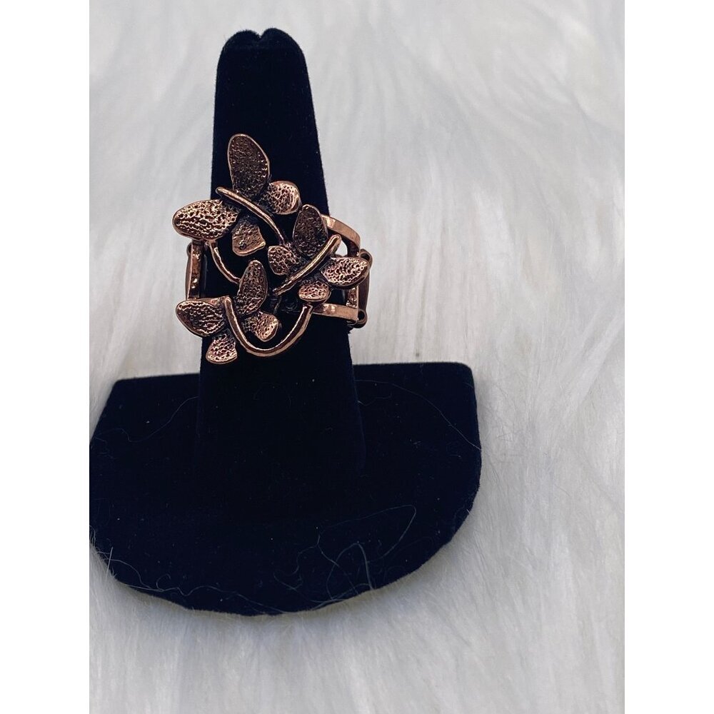 Paparazzi Jewelry‎ Full Of Flutter Copper Ring Stretch Band Butterfly For Women